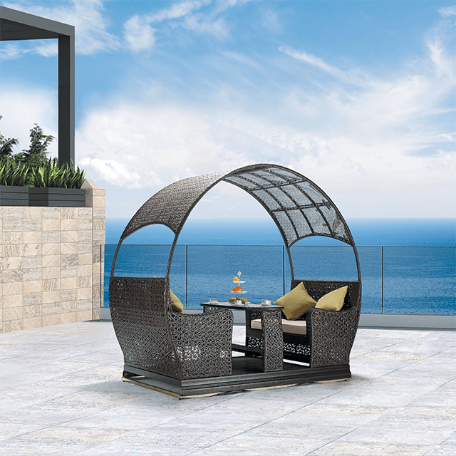 Outdoor Wicker 4 seat Rocking Chairs