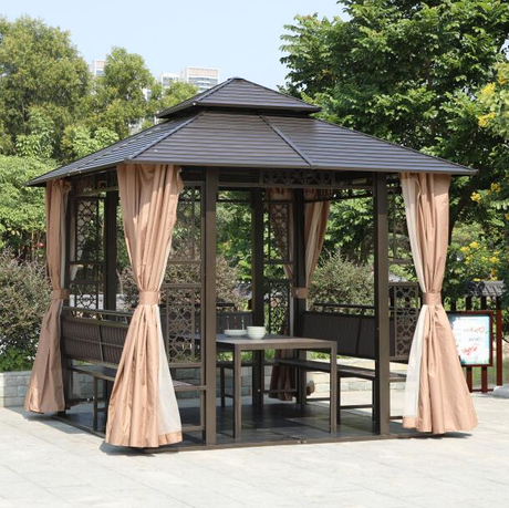 300*300CM Steel Gazebo with Seat and Table