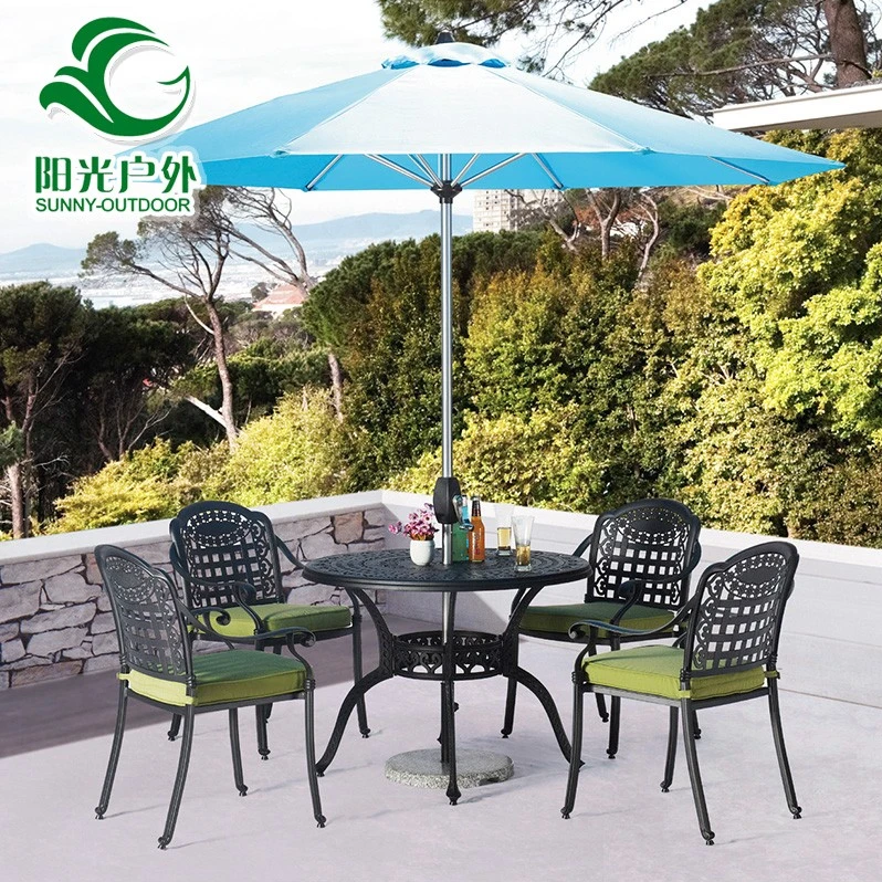 4 seats and 6 seats outdoor dining set cast aluminum with waterproof cushion